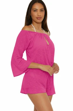 Becca BREEZY BASICS ROMPER |AQUA SEA|WHITE Discount