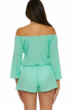 Becca BREEZY BASICS ROMPER |AQUA SEA|WHITE Discount