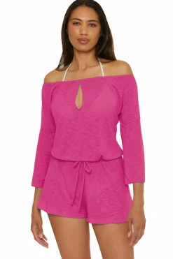 Becca BREEZY BASICS ROMPER |AQUA SEA|WHITE Discount