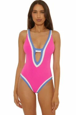 Becca COAST LINE 1PC PLUNGE |ROSE BERRY|BLACK/TAN Hot