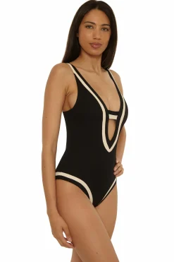 Becca COAST LINE 1PC PLUNGE |ROSE BERRY|BLACK/TAN Hot