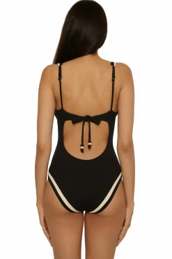 Becca COAST LINE 1PC PLUNGE |ROSE BERRY|BLACK/TAN Hot