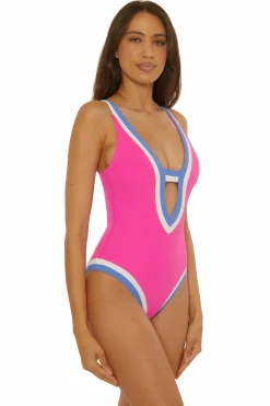 Becca COAST LINE 1PC PLUNGE |ROSE BERRY|BLACK/TAN Hot