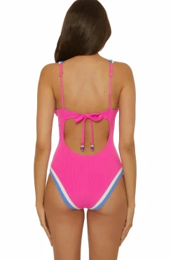 Becca COAST LINE 1PC PLUNGE |ROSE BERRY|BLACK/TAN Hot