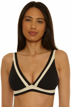 Becca COAST LINE PLUNGE TOP |ROSE BERRY|BLACK/TAN Outlet