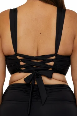 Becca COLORCODE SHIRRED TOP |BLACK|EMERALD Outlet