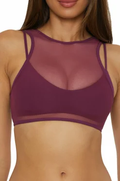 Becca MUSE LAYERED BRALETTE |AUBERGINE|BLACK Hot