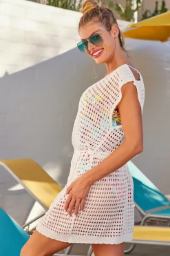 Becca PLAYA CROCHET DRESS |CORAL ROSE|OASIS|WHITE Hot