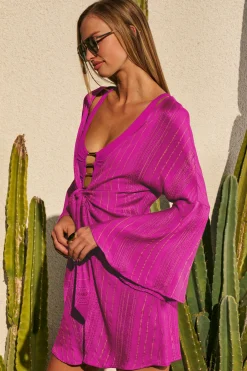 Becca RADIANCE V-NECK TUNIC |HIBISCUS|MEADOW Clearance