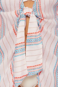 Becca RADIANCE V-NECK TUNIC |WHT/CRL/OAS STRIPE|WHITE Hot