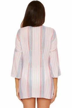 Becca RADIANCE V-NECK TUNIC |WHT/CRL/OAS STRIPE|WHITE Hot