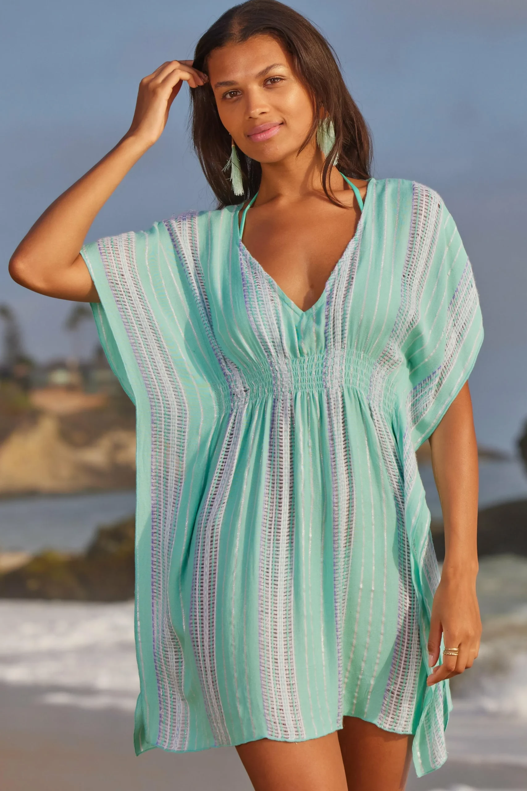 Becca RADIANCE WOVEN TUNIC |CORAL REEF|AQUA SEA/BELLFLOWER MUL|AUBERGINE MULTI|BLK/MUL|WHITE
