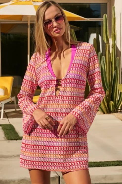 Becca UTOPIA CROCHET TUNIC |BLK/MUL|HIBISCUS MULTI Best